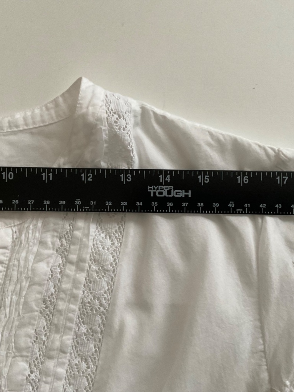 Boho Romantic Short Sleeve Top XL White Eyelet Lightweight Festival Y2K Blouse - Picture 7 of 9